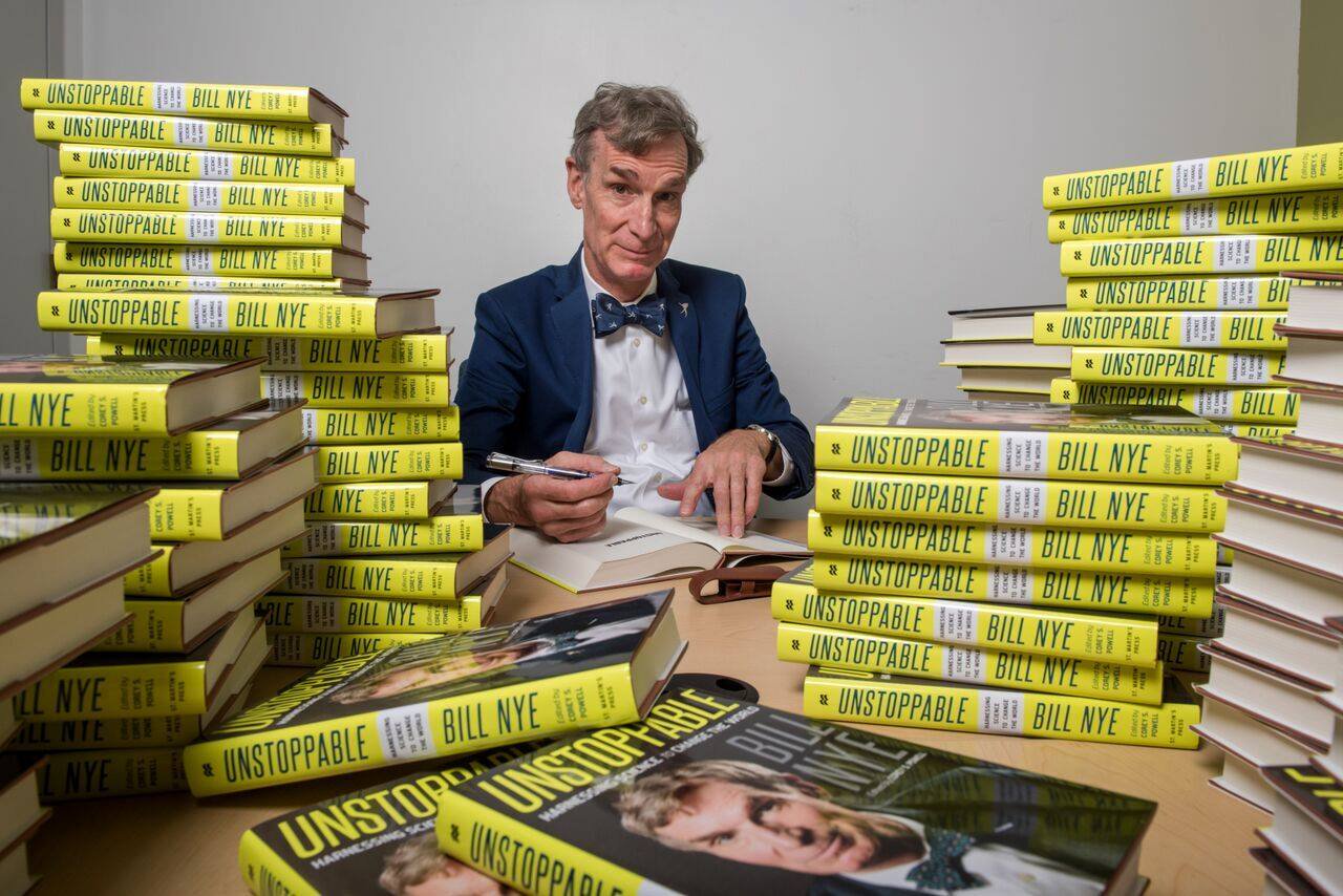 Bill Nye signing books